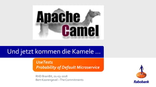 UseTest1
Probability of Default Microservice
RHD BrainBit, 01-03-2018
Bert Koorengevel –The Commitments
Und jetzt kommen die Kamele …
 