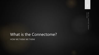 What is the Connectome?
HOW WE THINK WE THINK
3
 