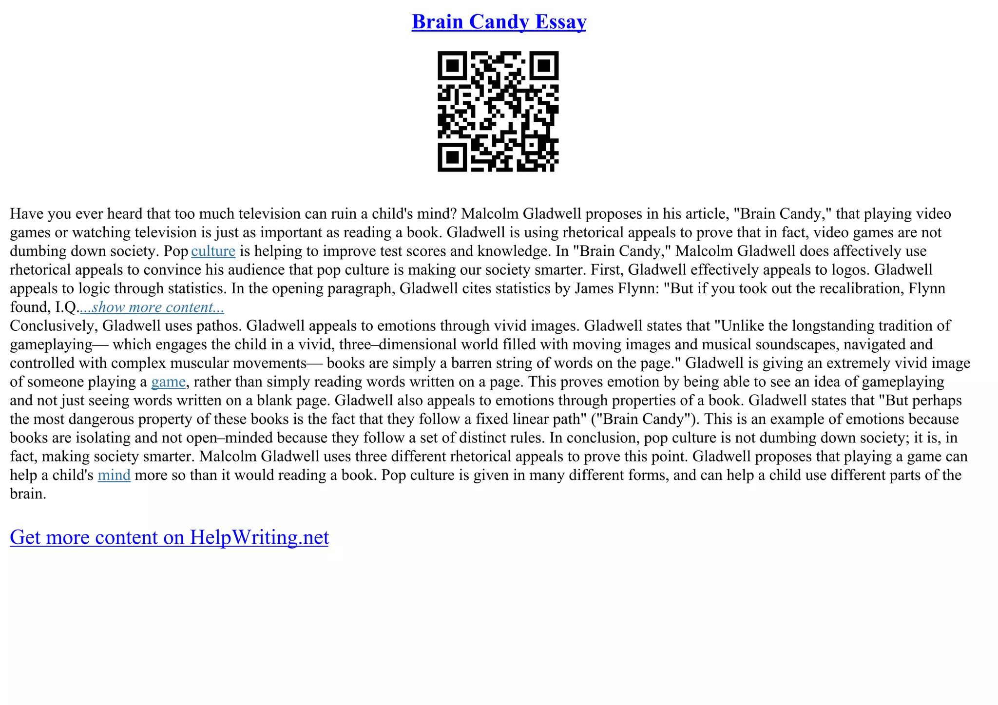 Brain Candy Essay PPT