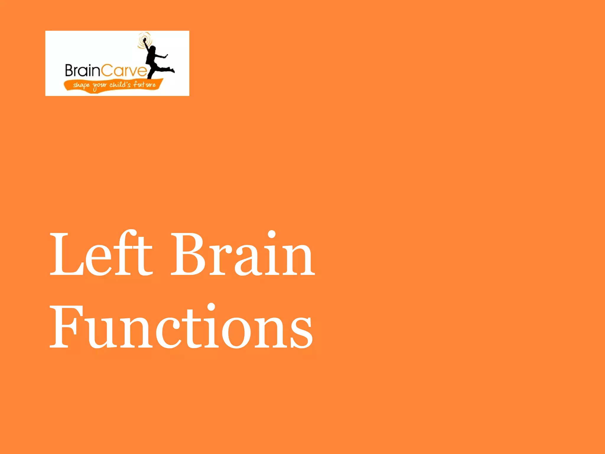 Left Brain
Functions
 