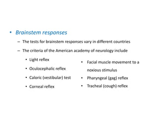 Brainstem Function Test Brain death and care for cadaveric organ donar | PPTX