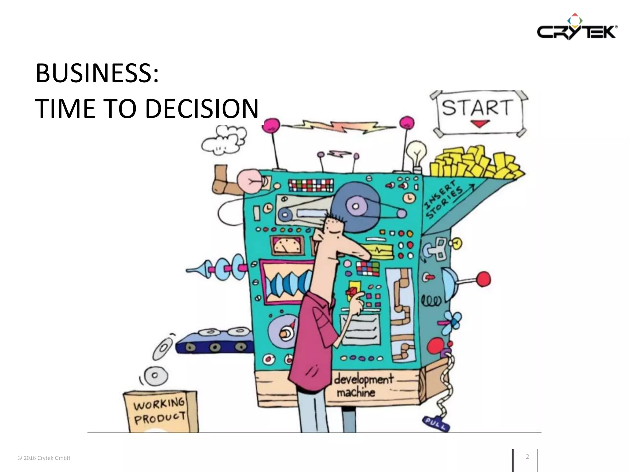 © 2016 Crytek GmbH 2
BUSINESS:
TIME TO DECISION
 