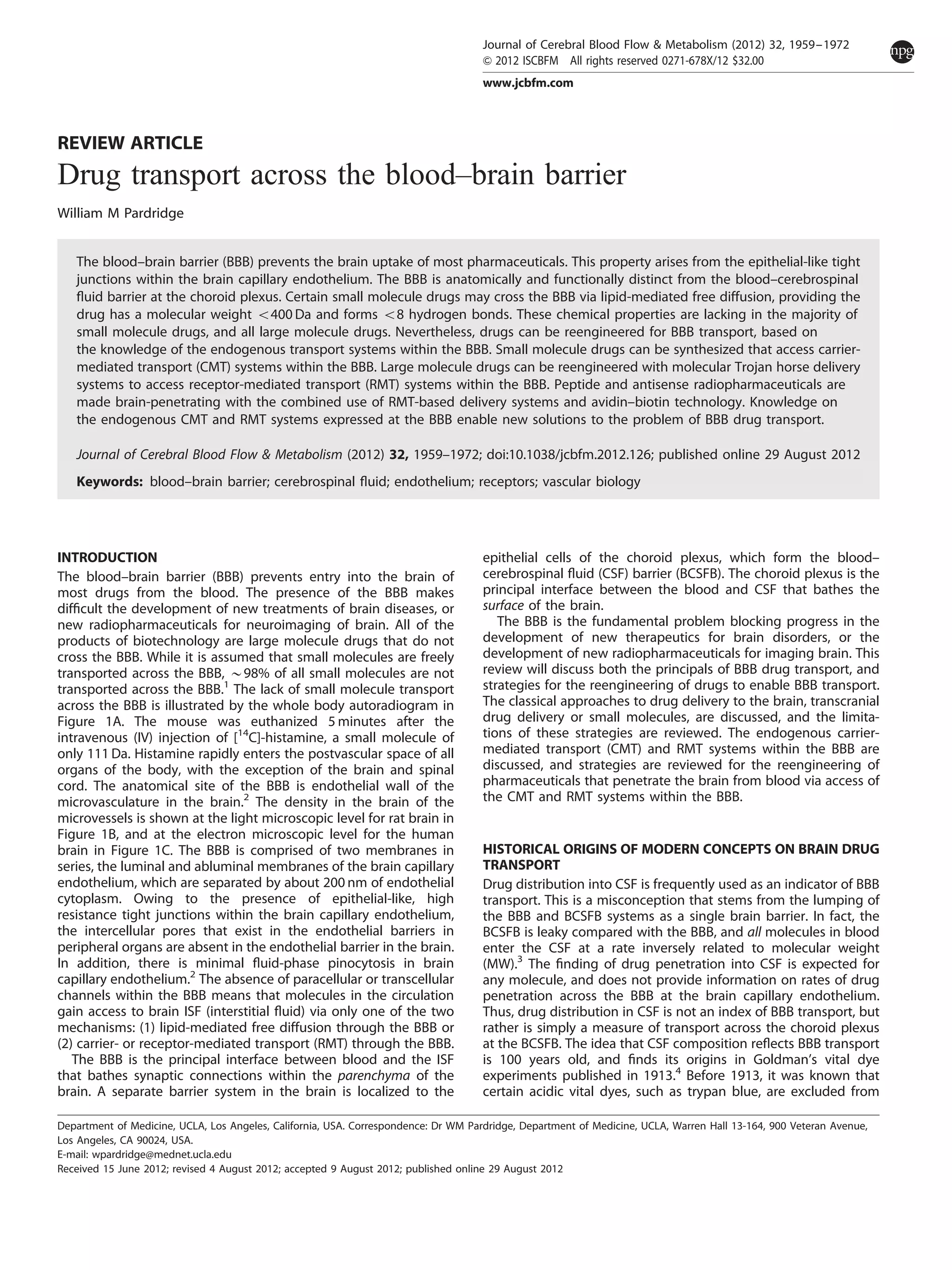 Brain drug delivery | PDF