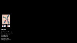 ESTUDIO

Hibridación de las Bases de
Datos más importantes sobre
Genómica, Proteómica,
Farmacogenómica,
interacciones, etc.

Extracción de Datos
Evidentes, contrastados y
meta-analizados.
 