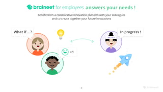 Beneﬁt from a collaborative innovation platform with your colleagues
and co-create together your future innovations
- 3 -
answers your needs !
What if… ?
+1
BRAND
In progress !
 