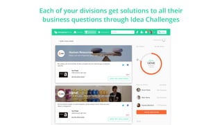 Each of your divisions get solutions to all their
business questions through Idea Challenges
International
Rémi Rems 255 followers
255 followers
Auriane Bertrand 123 followers
INVITE EMPLOYEES
How to follow
Chris Flores
SEE MORE
Tools
My Statut SEE MY PROFIL
978 pts
GÉNIE
next level:
1 000 pts
Search… POST
1
BRAINEES CHALLENGES ASSESSMENTS
+ NEW CHALLENGE
 