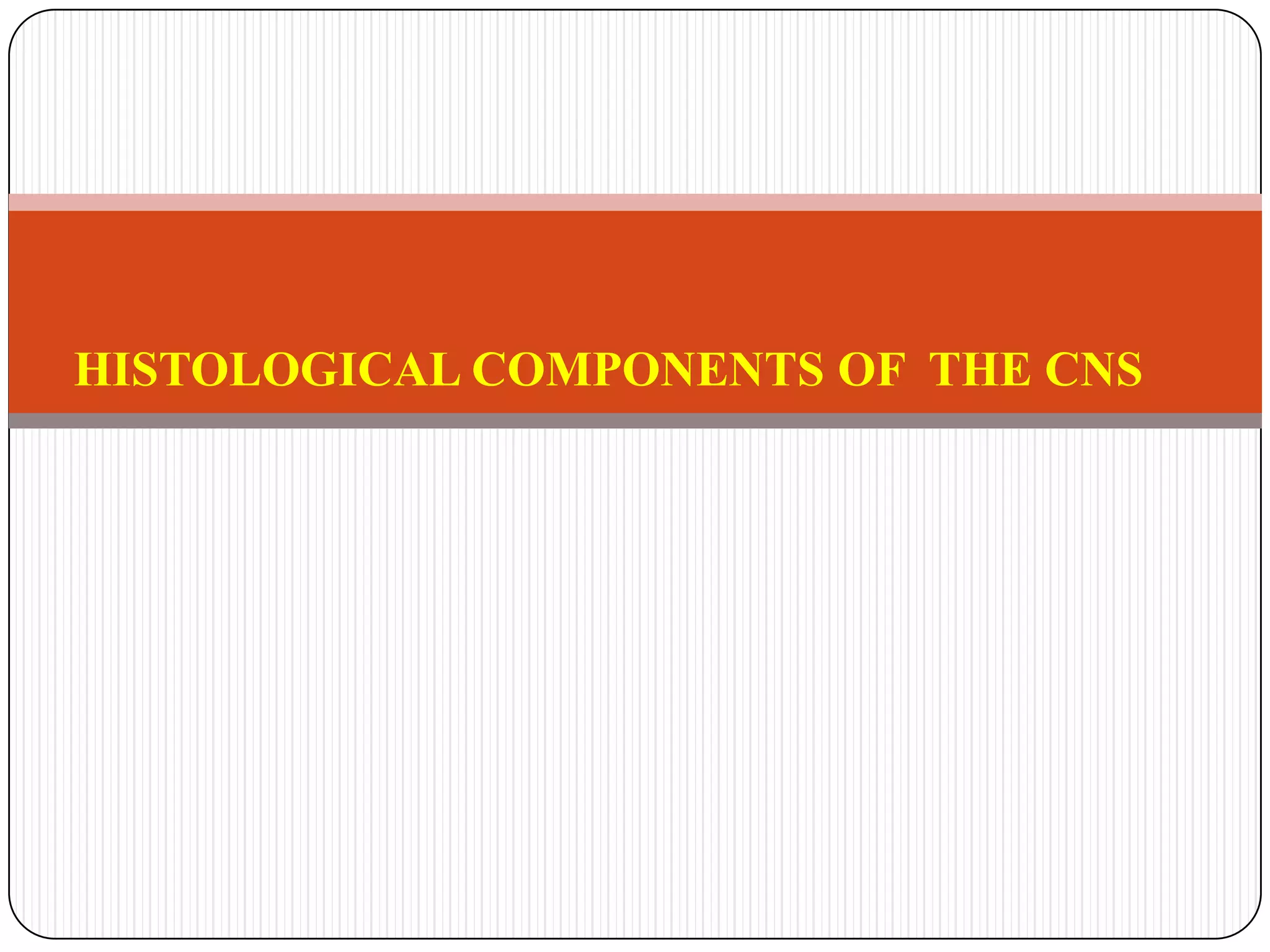 HISTOLOGICAL COMPONENTS OF  THE CNS