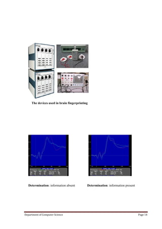 The devices used in brain fingerprinting




   Determination: information absent        Determination: information present




Department of Computer Science                                                   Page 14
 