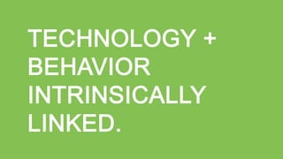 TECHNOLOGY +
BEHAVIOR
INTRINSICALLY
LINKED.
 
