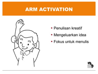 ARM ACTIVATION Penulisan kreatif Mengeluarkan idea Fokus untuk menulis 