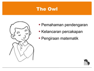 The Owl Pemahaman pendengaran Kelancaran percakapan Pengiraan matematik 
