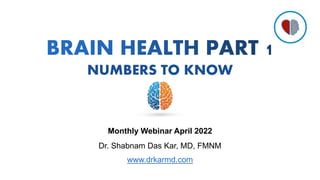 NUMBERS TO KNOW
Dr. Shabnam Das Kar, MD, FMNM
www.drkarmd.com
Monthly Webinar April 2022
 