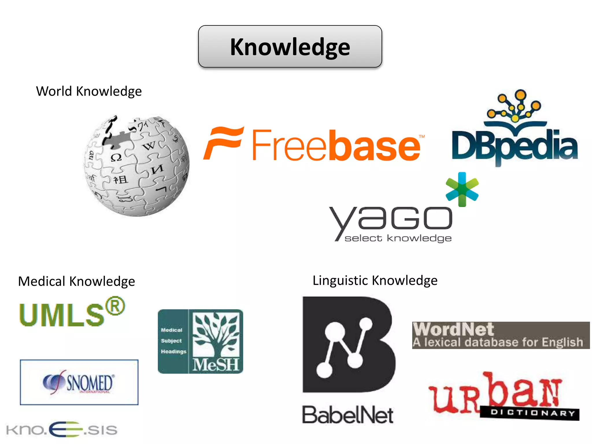 Knowledge
World Knowledge
Medical Knowledge Linguistic Knowledge
 