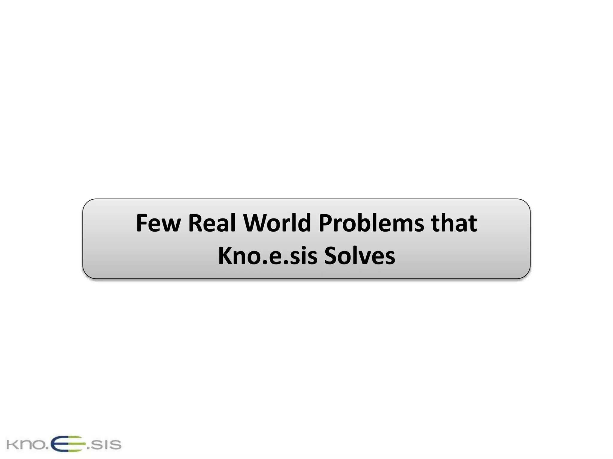 Few Real World Problems that
Kno.e.sis Solves
 