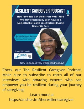 Check out The Resilient Caregiver Podcast!
Make sure to subscribe to catch all of our
interviews with amazing experts who ...