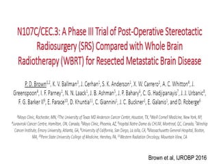 Brown et al, IJROBP 2016
 
