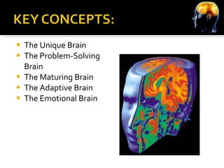 The Unique Brain The Problem-Solving Brain The Maturing Brain The Adaptive Brain The Emotional Brain 