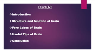 Human brain.. It's parts and function. | PPTX