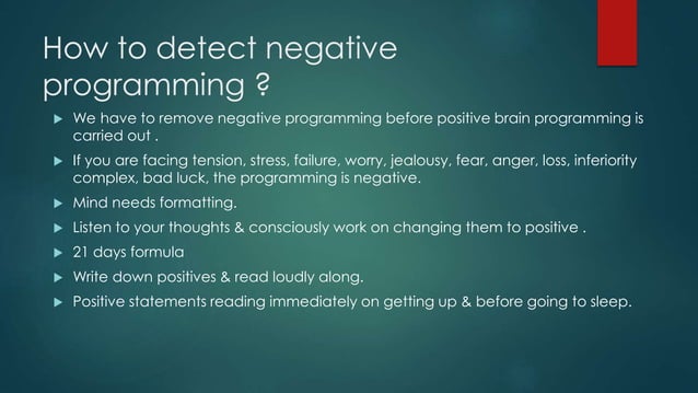 Brain Programming - Part 3 By Mr. Prashant Sawant | PPT