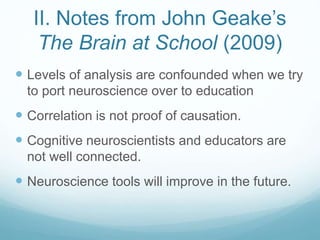 Brain Research for Teachers & Other Curious Souls, 2013 update