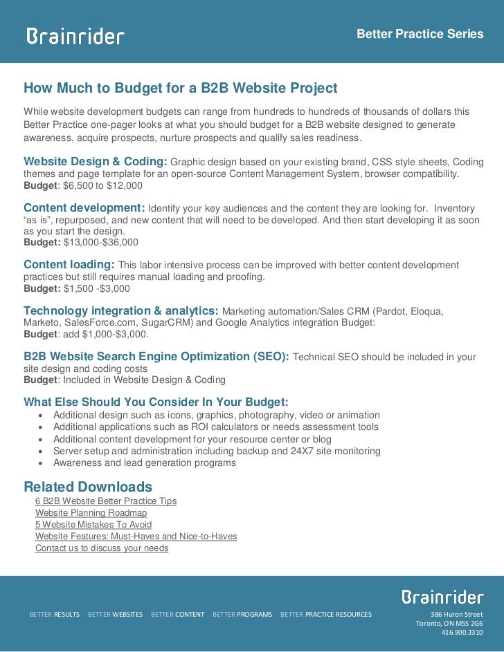 how much to budget for a b2b website project