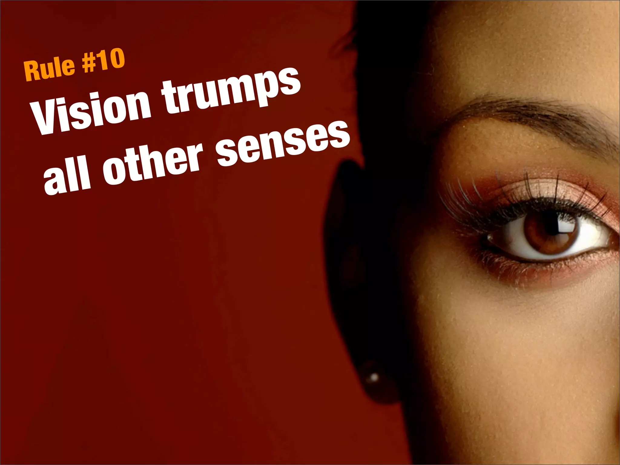 Vision trumps
all other senses
Rule #10
 