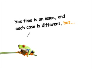 Yes time is an issue, and
each case is different, but...
 