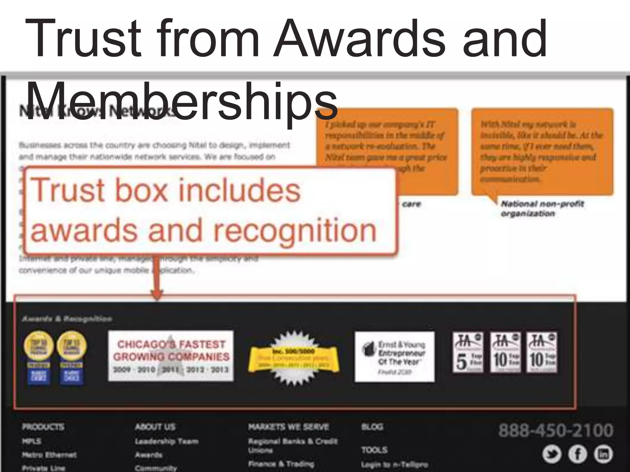 Trust from Awards and
Memberships
 
