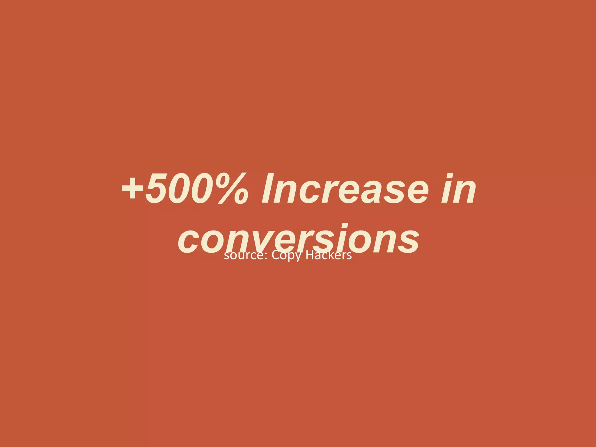 +500% Increase in
conversionssource: Copy Hackers
 