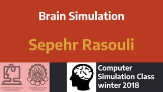 Brain Simulation
Sepehr Rasouli
Computer
Simulation Class
winter 2018
 