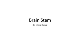 Brain Stem
Dr. Fatima Hamza
 