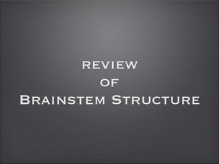 review
         of
Brainstem Structure
 