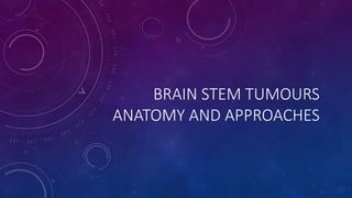 BRAIN STEM TUMOURS
ANATOMY AND APPROACHES
 