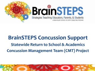 BrainSTEPS Concussion Support
  Statewide Return to School & Academics
Concussion Management Team (CMT) Project
 