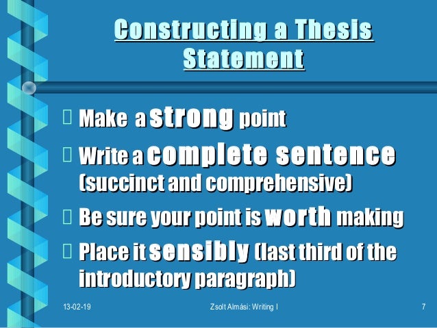Introductory paragraph with a succinct thesis statement