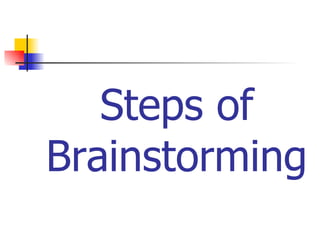Steps of
Brainstorming
 