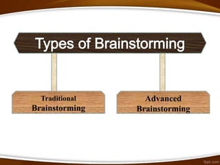 Traditional     Advanced
Brainstorming   Brainstorming
 