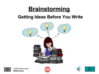 Brainstorming References © 2001 by Ruth Luman Getting Ideas Before You Write 