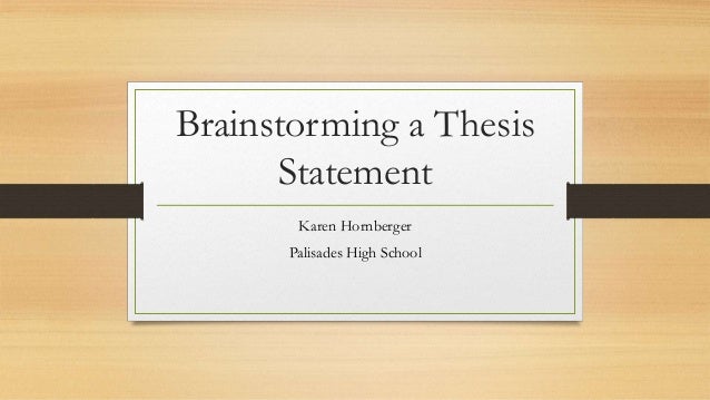 Dissertation on using brainstorming in economics