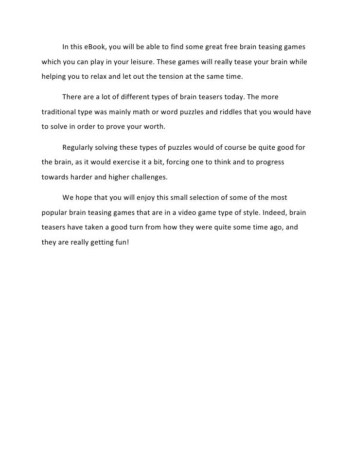 Brain Teasing Games