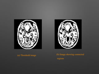 (a) Threshold image (b) Image showing connected
regions
 