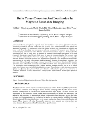 Brain tumor detection and localization in magnetic resonance imaging