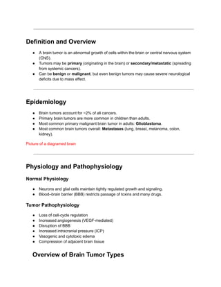 Brain Tumors Neurology Presentation Slides | PDF