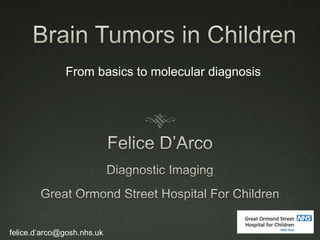 From basics to molecular diagnosis
felice.d’arco@gosh.nhs.uk
 