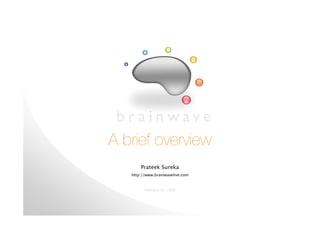 A brief overview
       Prateek Sureka
   http://www.brainwavelive.com


         February 15, 2008
