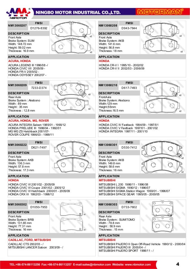 2000 nissan maxima brake pads