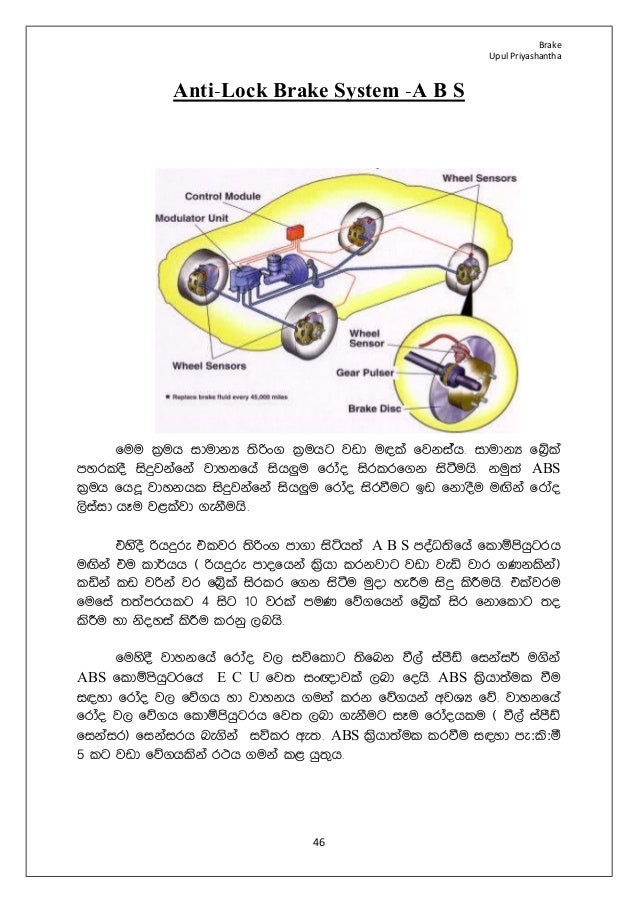 automobile brake system sinhala