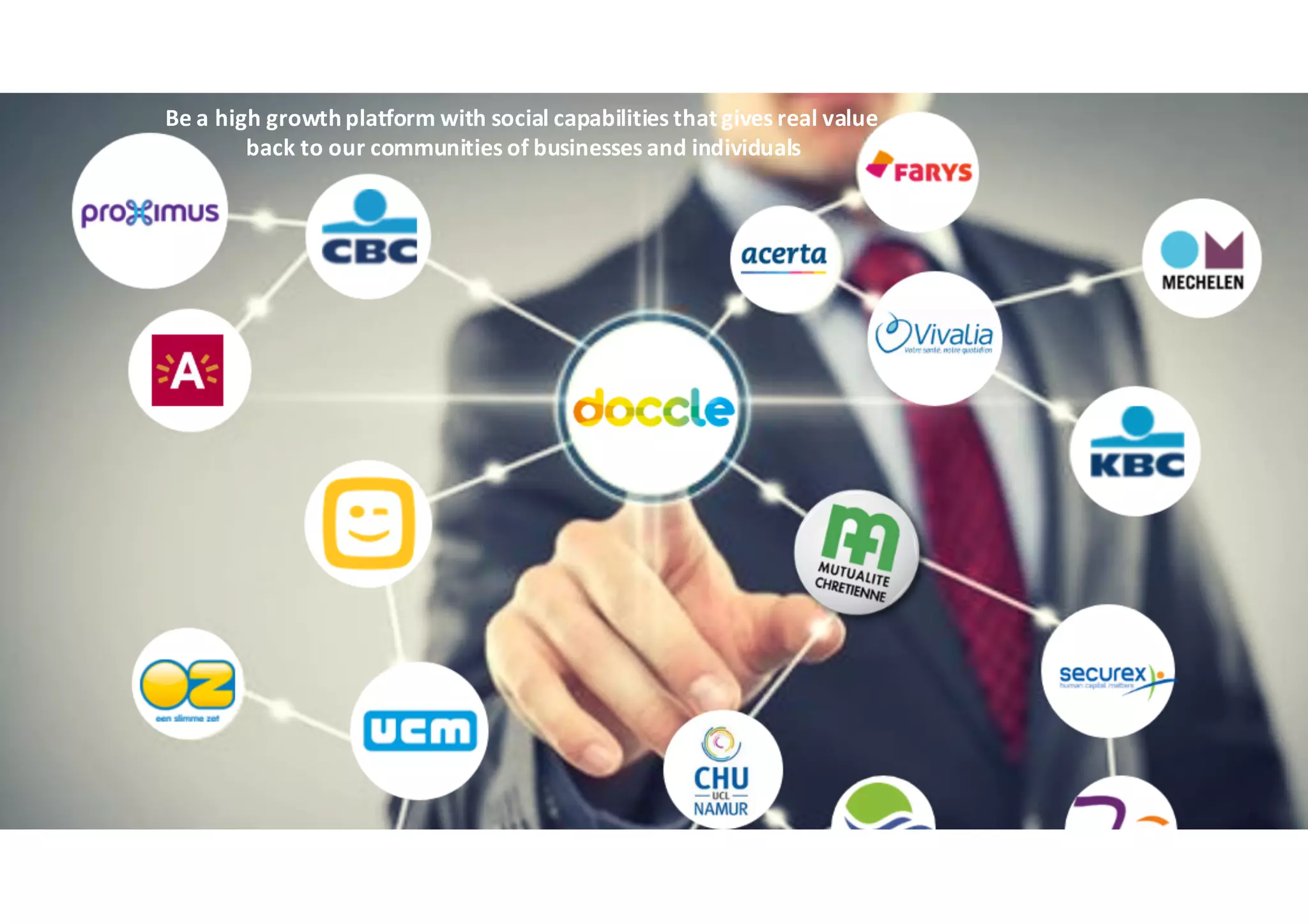 Be	a	high	growth platform	with social capabilities that gives real	value
back	to our communities of	businesses and individuals
 