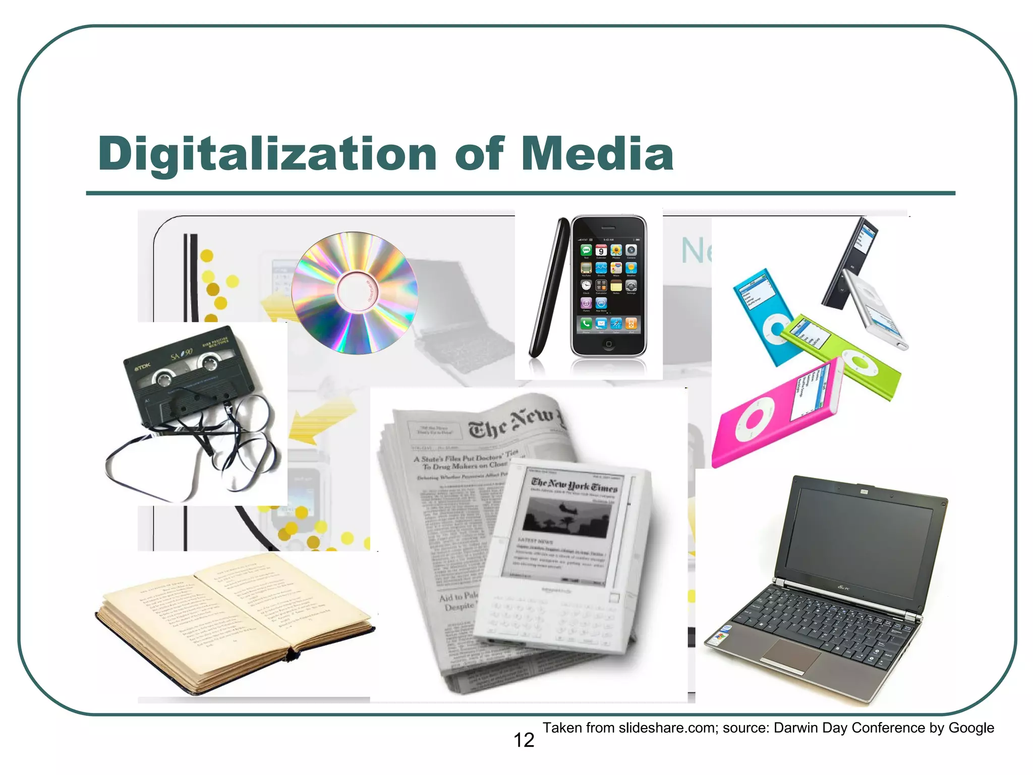 Digitalization of Media Taken from slideshare.com; source: Darwin Day Conference by Google 