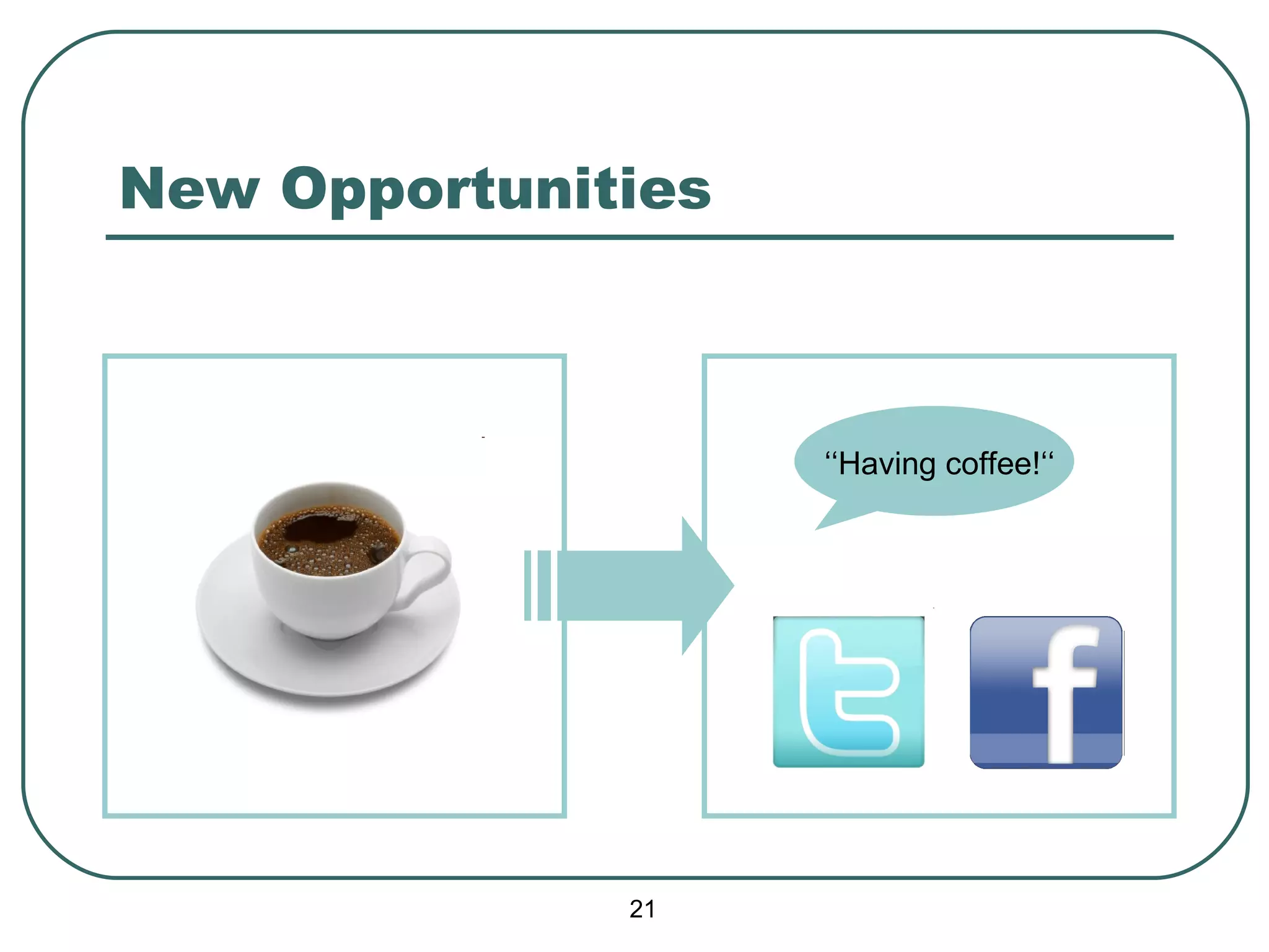 New Opportunities ‘‘ Having coffee!‘‘ 